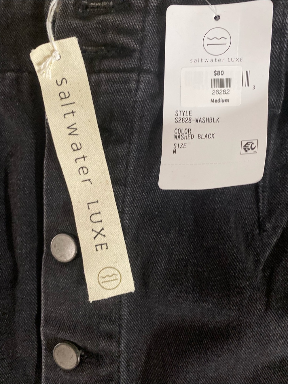 saltwater LUXE Black Button-Front Denim Mini Skirt - Picture 2 of 8